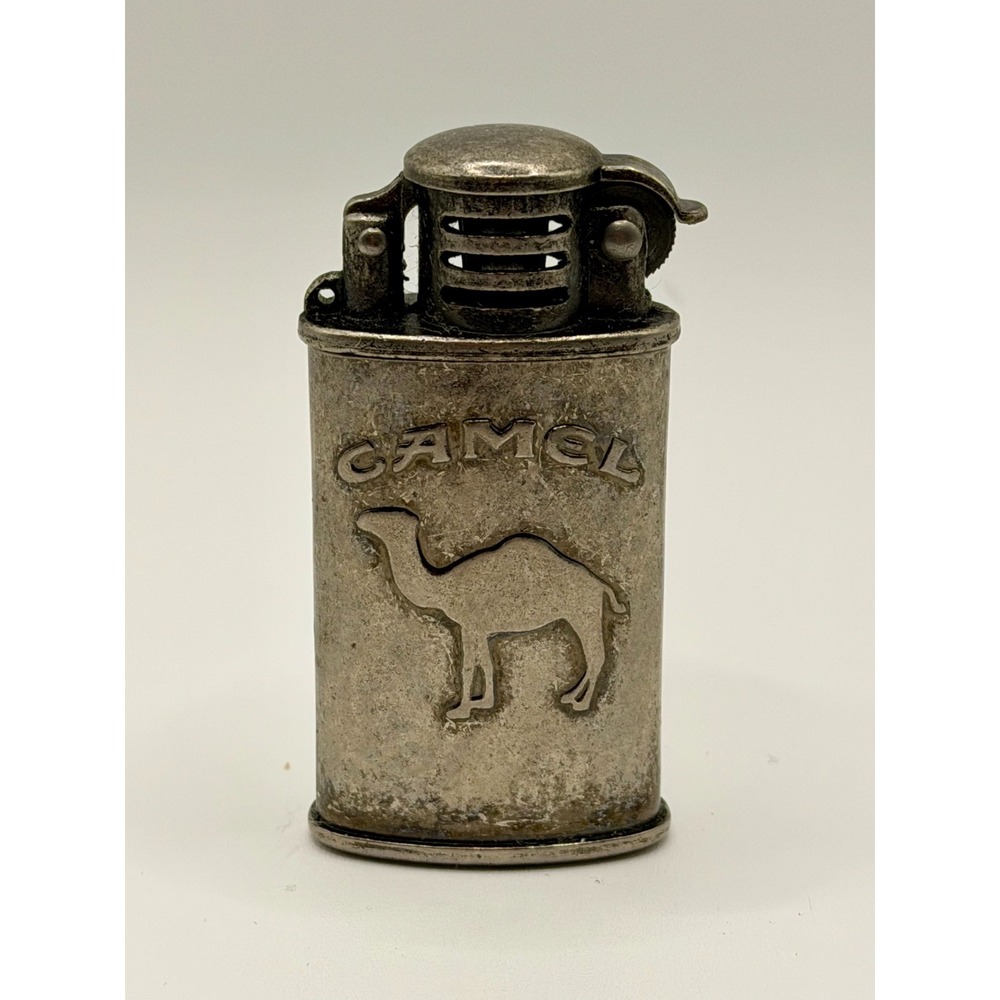 Vintage Camel Flip Top‎ Flint Strike Lighter Brushed Metal